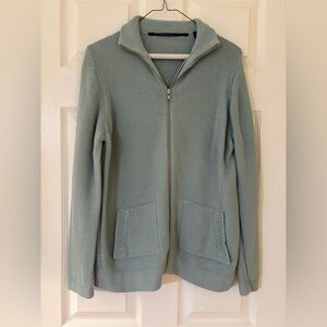 Issa & Co Women's Light Blue Zip-Up Sweater Medium